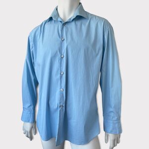 Ike New York modern fit  long sleeve button down shirt made in Italy size 17/R